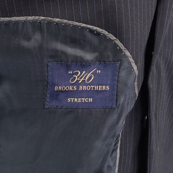 Brooks Brothers 346 Black Striped 2-Piece Suit 43R- Pants W46xL28 - Picture 11 of 16